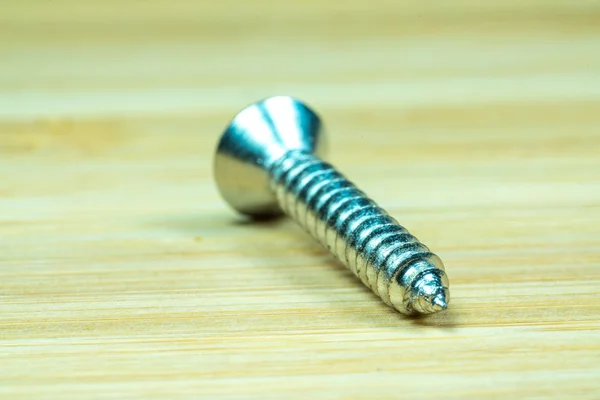 Nuts Bolts Closeup Bamboo Texture Surface Background — Stock Photo, Image