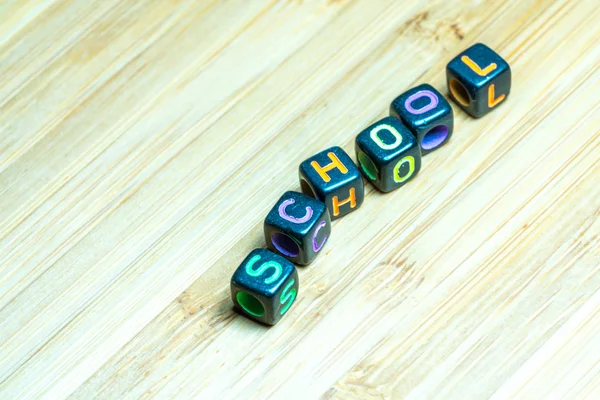 Colorful Letter Cube Bamboo Texture Surface Educational — Stock Photo, Image