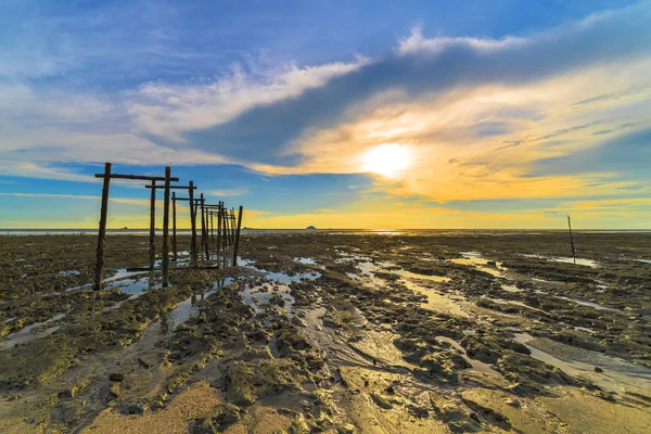 Molo Legno Con Sfondo Tramonto — Foto Stock