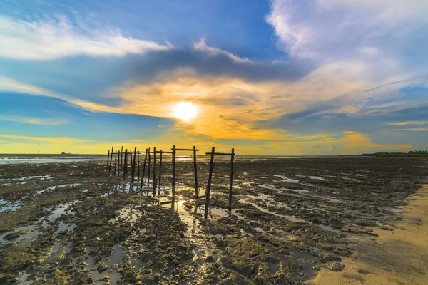 Molo Legno Con Sfondo Tramonto — Foto Stock