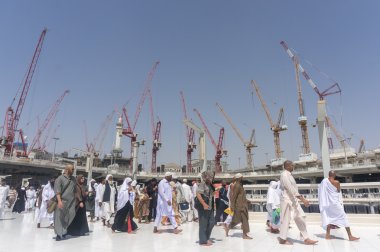 Muslims tawaf from upper bridge (mataf) clipart