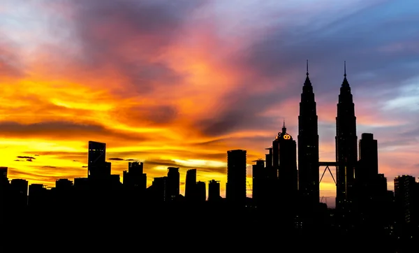 City silhouette with sunrise background — Stock Photo, Image