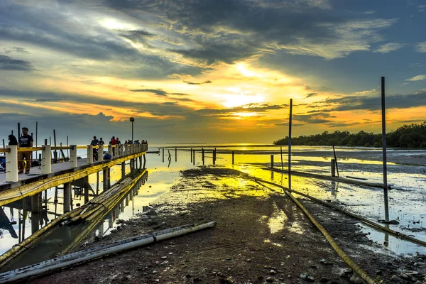 Johore Malaysia 2016 Schöne Aussicht Auf Einen Steg Mit Sonnenuntergang — Stockfoto
