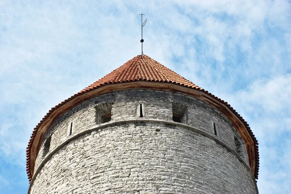 View of roof of a citadel with red brick and walls made of rock — Stock Photo, Image