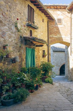 Tuscany 'deki Montefioralle köyünün manzarası