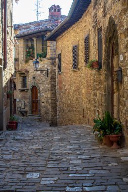 Tuscany 'deki Montefioralle köyünün manzarası