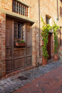 Tuscany 'deki Monteriggioni köyünün manzarası