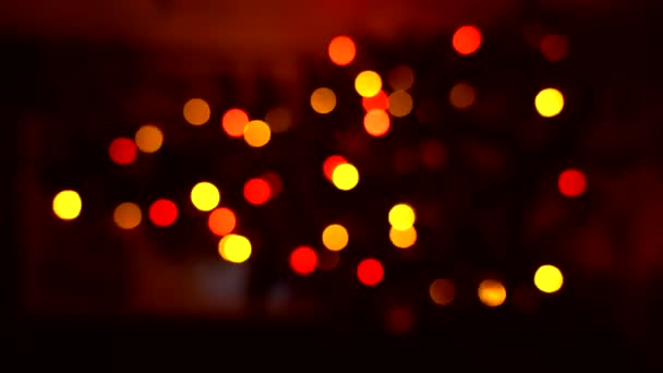 Silhouette Floue Sapin Noël Avec Des Lumières Irradiant Hors Foyer — Video