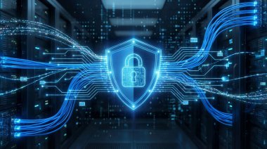 Siber güvenlik veri koruması iş teknolojisi gizlilik kavramı.