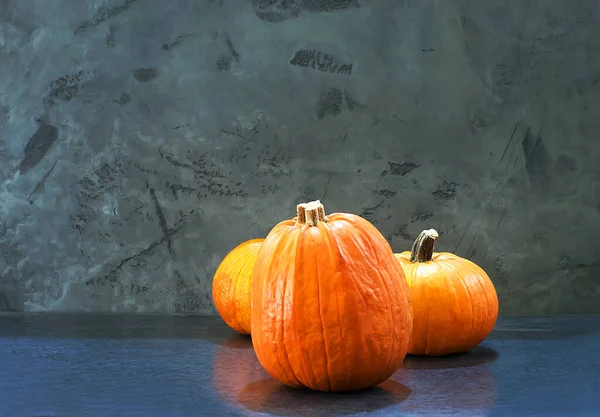 Orange Pumpkin Grey Background — Stock Photo, Image