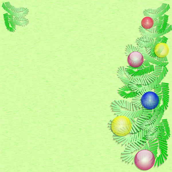 新的一年的绿色背景与枞树 — 图库矢量图片