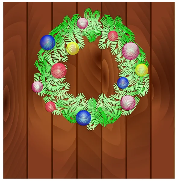 New Year's wreath from fir-tree branches — Stock Vector