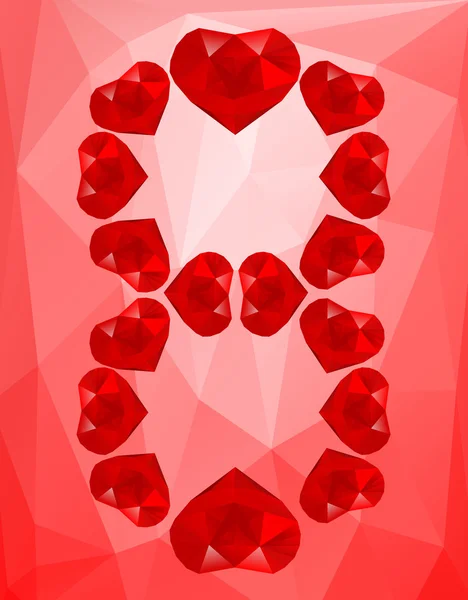 Polygonaler Hintergrund Marsch 8 aus den Herzen — Stockvektor