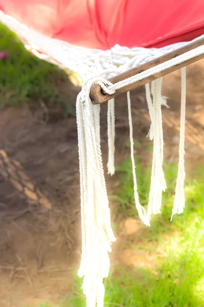 The hammock with ropes and a red mattress — Stock Photo, Image