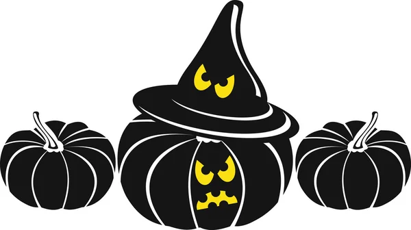 Calabazas negras con ojos amarillos — Vector de stock