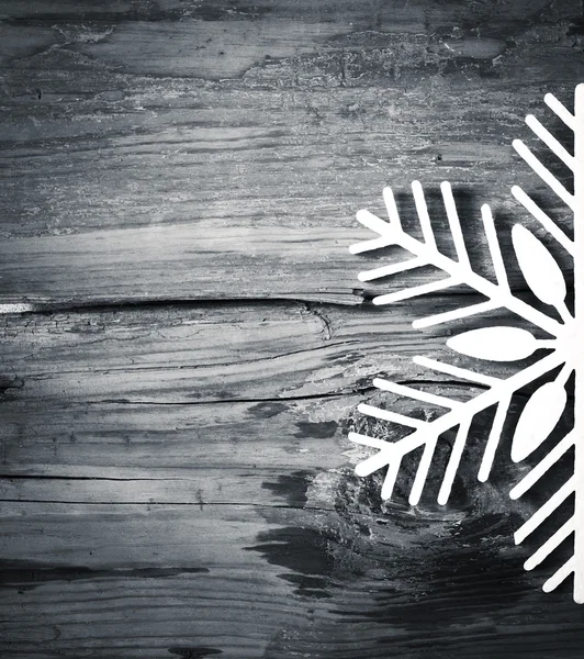 Wooden background with snowflakes — Stock Photo, Image