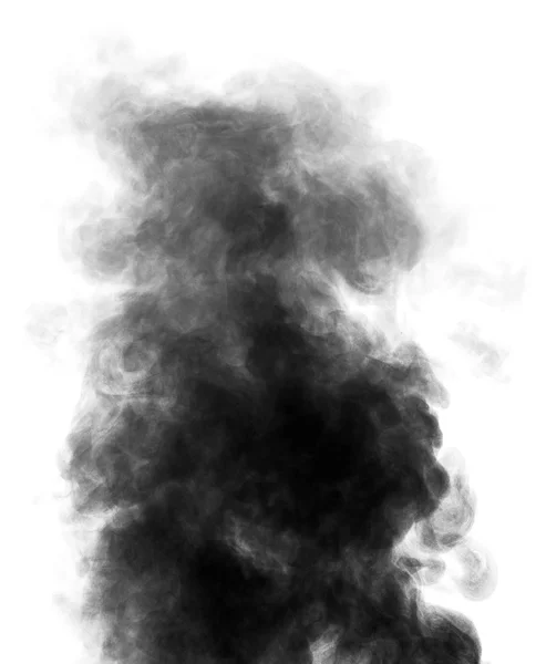 Black steam looking like smoke on white background — Stock Photo, Image