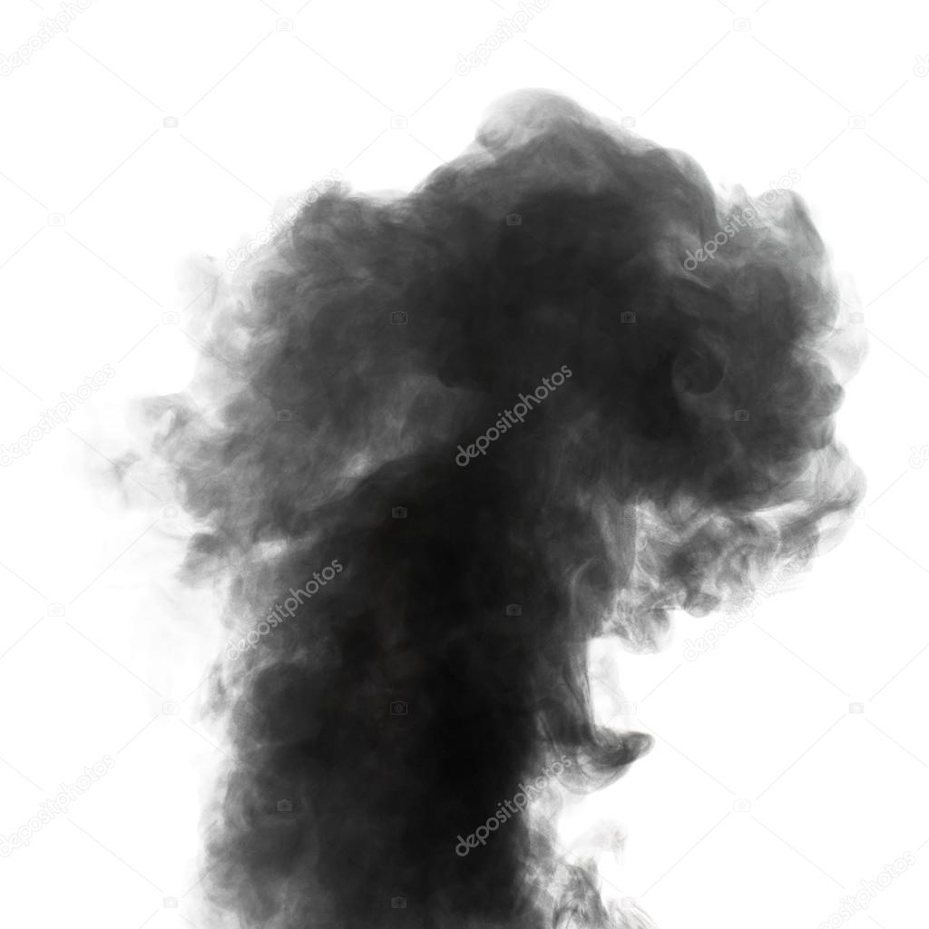 Real white steam on black background. Real white steam isolated on