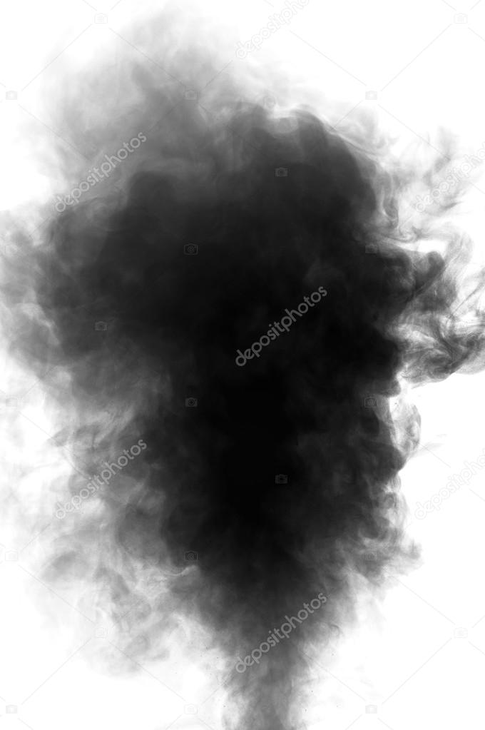 Black steam looking like smoke on white background