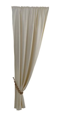 Yakalayışlı güzel bir perde. İzole edilmiş beyaz arkaplan.