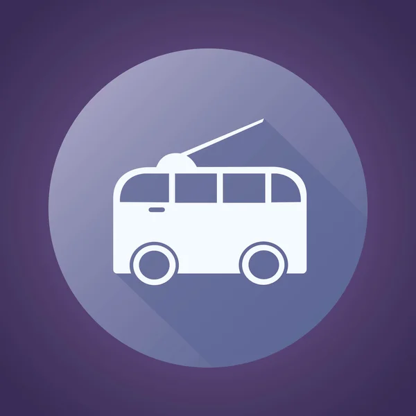 Ronde trolleybus pictogram op zachte violette achtergrond — Stockvector