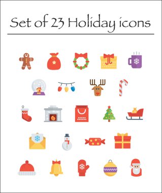 Beyaz izole 23 tatil simgeler kümesi