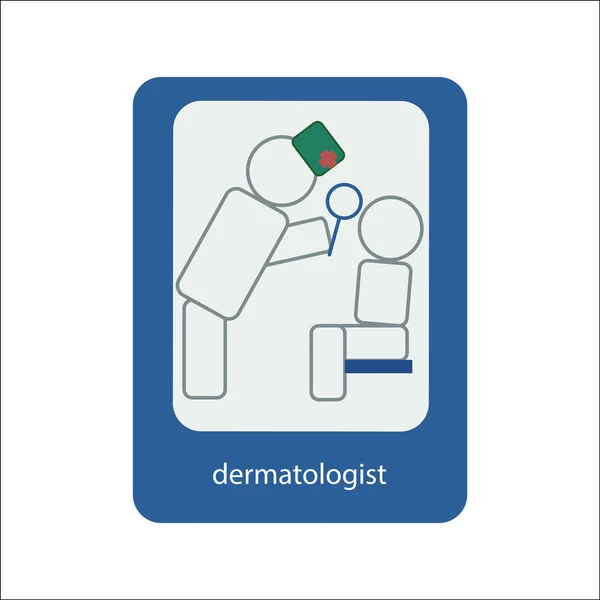 Dermatologista médico sinal azul isolado no branco — Vetor de Stock