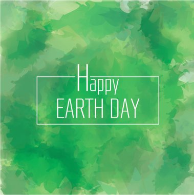 Mutlu Dünya günü işareti yeşil suluboya arka plan üzerinde