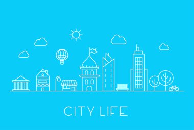 Şehir yaşamın ince çizgi resmi