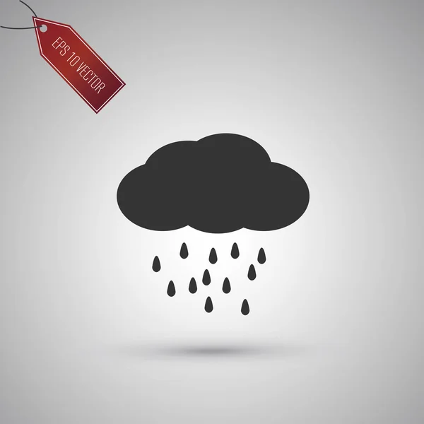 비가 회색 배경에 고립 된 구름 아이콘 — 스톡 벡터