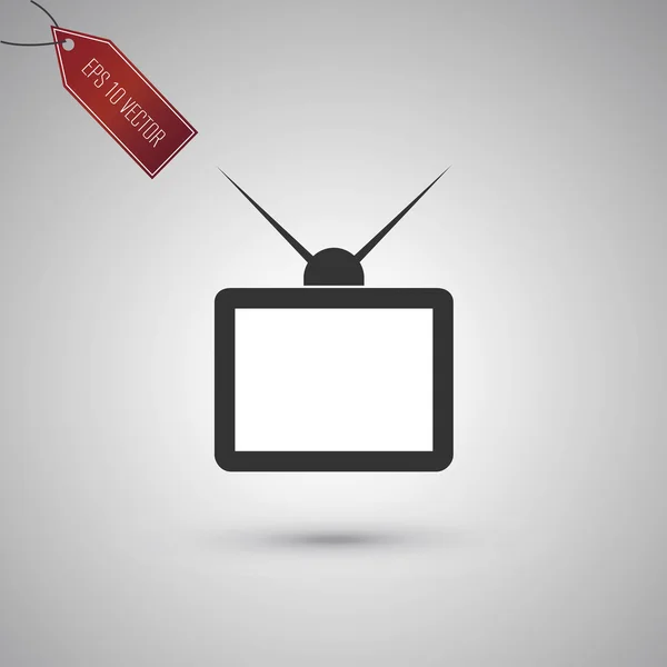 Иконка телевизора на сером фоне — стоковый вектор