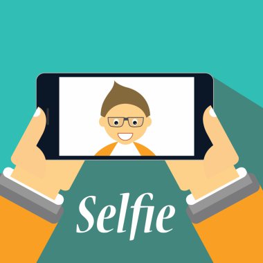 Bir selfie onun Smartphone'da alarak çocuk
