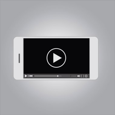 Üstünde belgili tanımlık perde smartphone video oynatıcı