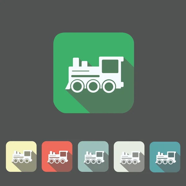 Ensemble de 6 icônes plates de train sur différents milieux — Image vectorielle