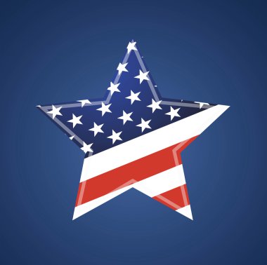 Şeklinde yıldız Amerikan bayrağı mavi izole