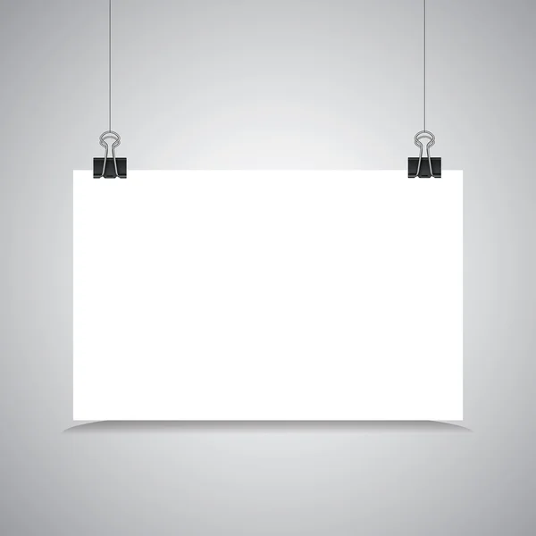 Λευκό φύλλο χαρτί που κρέμονται στον τοίχο. Επενδύεται με ταπετσαρία φόντο — Διανυσματικό Αρχείο