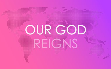 Tanrı'nın Krallığı. Bizim Tanrı Reigns afiş pembe arka plan üzerinde