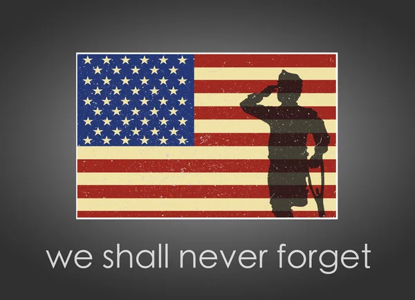 Anma Günü afiş Amerikan bayrağı ve o bir asker ile.