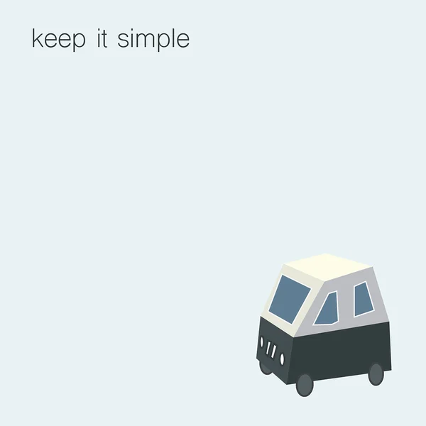 Manténgalo simple; imagen motivadora con un coche divertido — Vector de stock