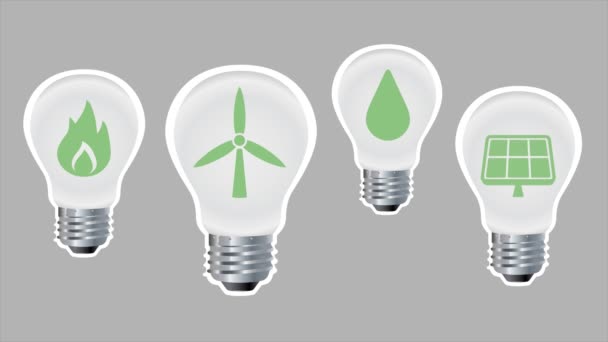 Iconos animados de energía verde y fondo para su presentación — Vídeos de Stock