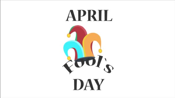 Happy fools day card with buffoon hat — Stock Footage Happy fools day card with buffoon hat Stock Footage