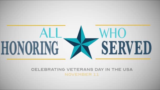 Veterans Day, Honoring all who served, USA Flag, HD animation — Wideo stockowe