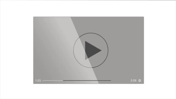 Reproductor de vídeo realista con sombra. Animación del reproductor multimedia — Vídeos de Stock