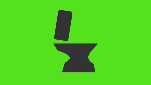 Minimalistisch toilet kom pictogram geïsoleerd op groen scherm. 4K Video motion grafisch — Stockvideo