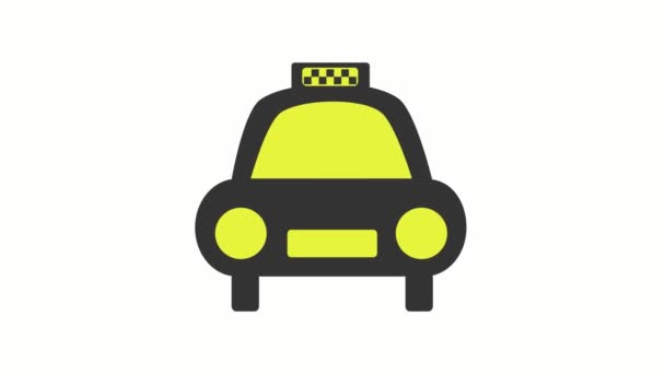 Taxi auto pictogram geanimeerd teken geïsoleerd op wit — Stockvideo