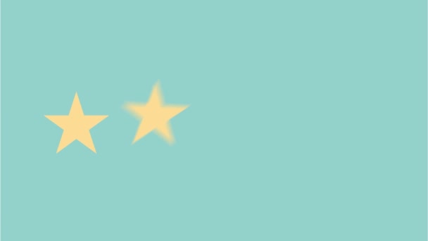 Clasificación animada de cinco estrellas sobre fondo azul. CINCO estrellas de calificación de su producto — Vídeos de Stock