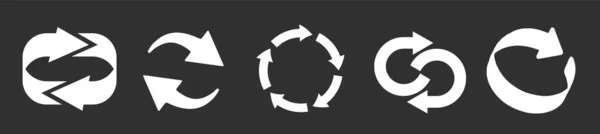 Actualizar iconos establecidos aislados en negro. Recargar vector icono. Icono de actualización. — Vector de stock