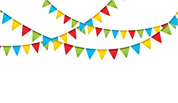 Bayraklı karnaval çelengi. Doğum günü kutlaması için renkli parti flamaları.