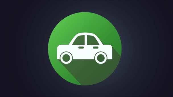 Green electric Car icon isolated on blue background. 4K Video motion graphic — Stock Video