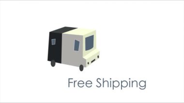 Ücretsiz nakliye. Kamyonetli rozet. Stok illüstrasyonu